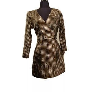 Jealous Tomatoe Womens Gold Wrap dress